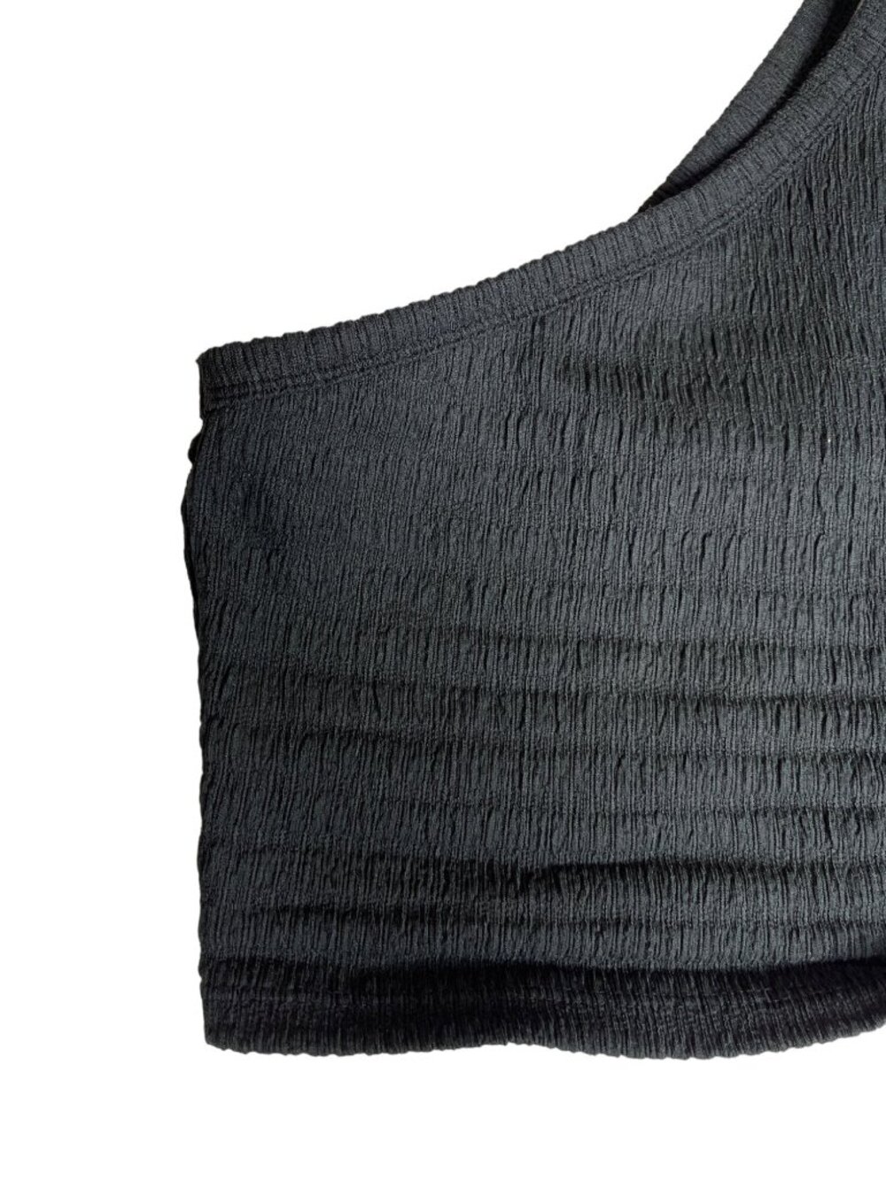 American Eagle One Shoulder Crop Top XS Black Ribbed Stretch Casual - Picture 6 of 7